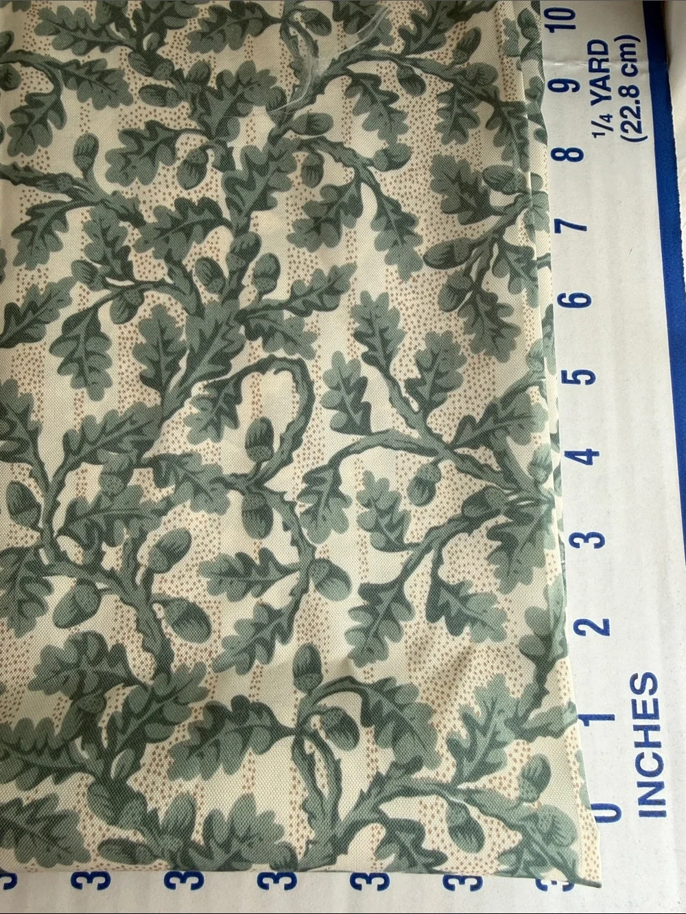 Vintage Lightweight Lining Fabric Oak Acorn Print 2+ Yds x 56
